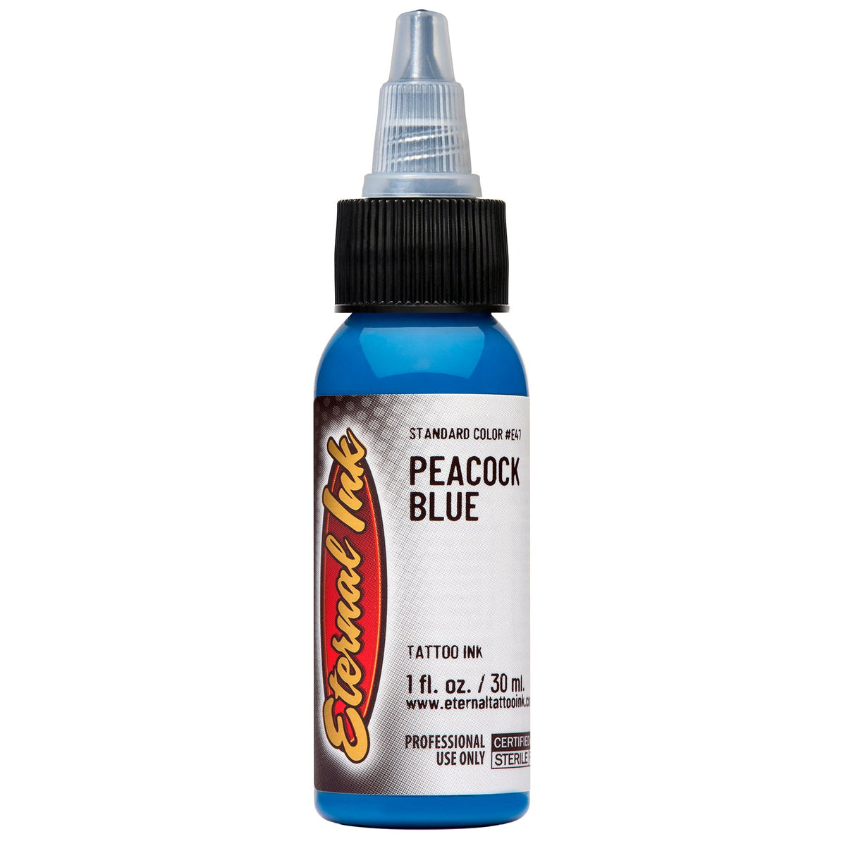 Eternal Ink Peacock Blue (Standard Color #E47) 1 oz tattoo ink bottle