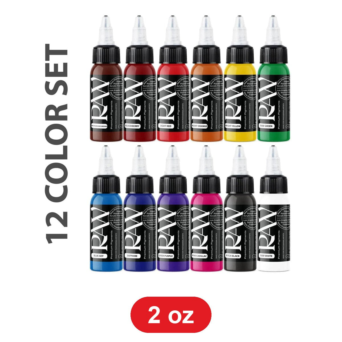 Raw Ink Basic Set 12 Bottles 2 oz