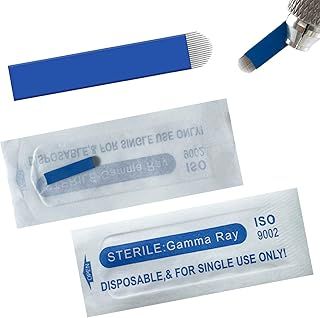 Microblading Blades Blue 18 U, sterile single-use curved blades
