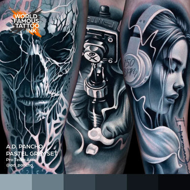 World Famous Tattoo Ink A.d. Pancho Pastel Greys Set — foto 3