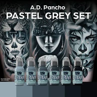 World Famous Tattoo Ink A.d. Pancho Pastel Greys Set — foto 2